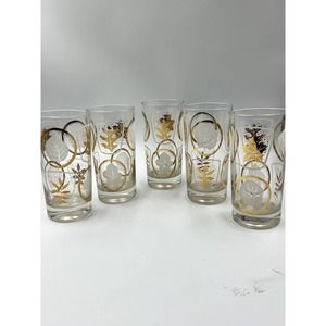 Vintage Federal Glass MCM Highball glasses Bar Glasses Set of 5